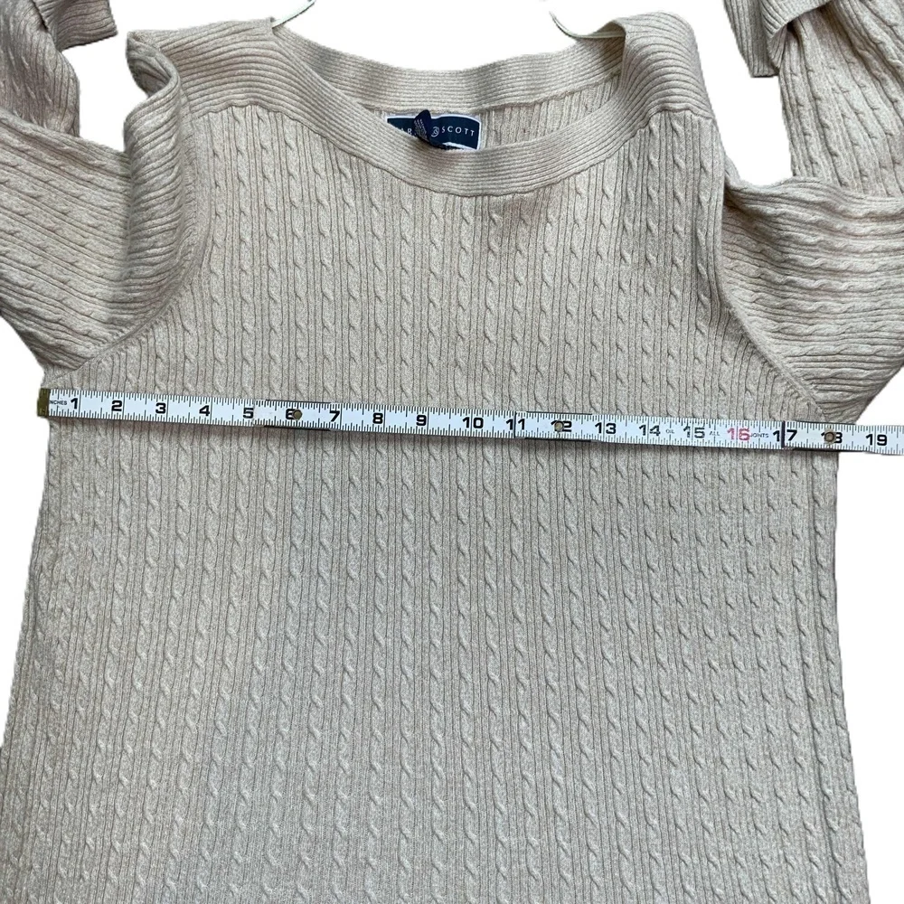 Karen Scott Beige Long Sleeve Cable Knit Sweater Sz XL Beige Aesthetic Normcore - Picture 3 of 13